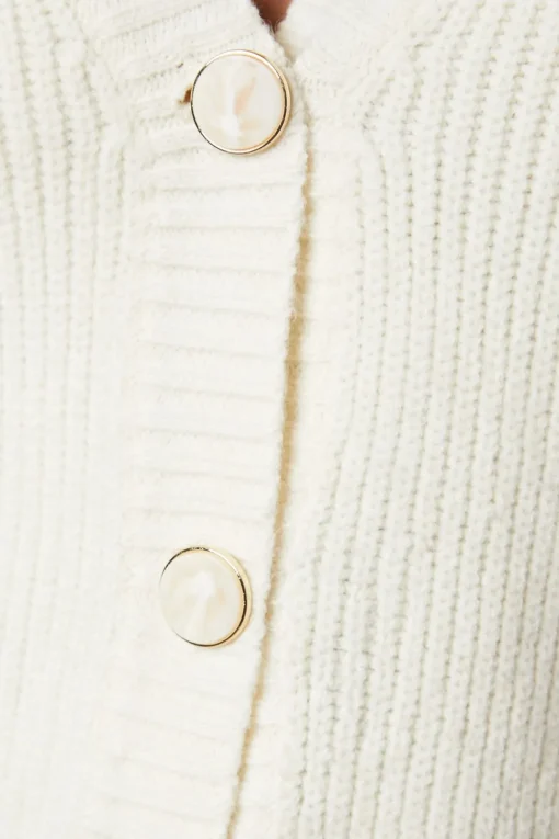 Cable Knitted Sleeves Button Down Cardigan