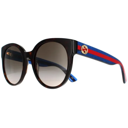 Cat Eye Havana with Blue and Red Brown Gradient GG0035SN Sunglasses