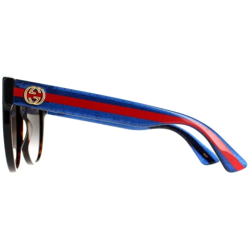 Cat Eye Havana with Blue and Red Brown Gradient GG0035SN Sunglasses