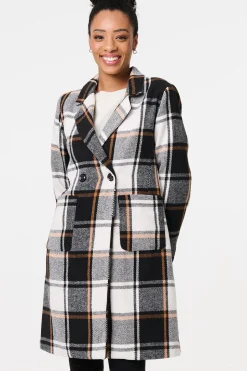 Checked Double Breasted Trench Coat