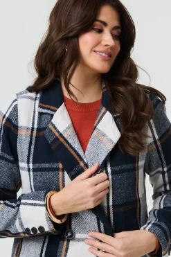 Checked Double Breasted Trench Coat