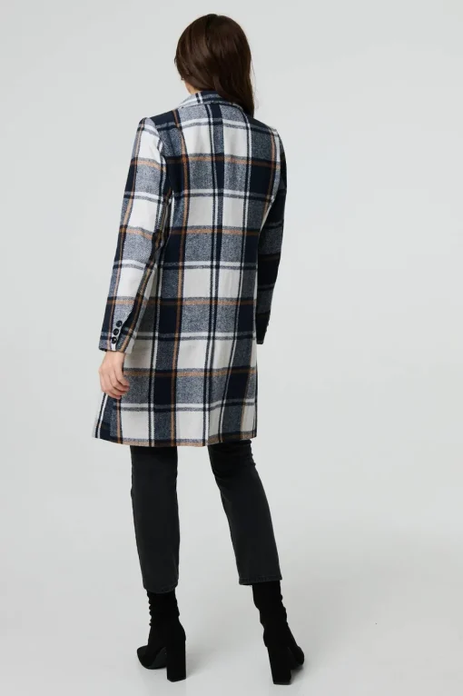 Checked Double Breasted Trench Coat