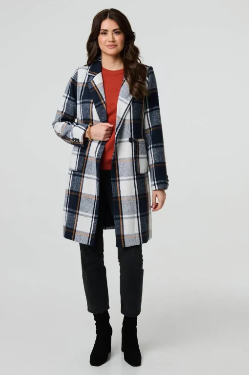 Checked Double Breasted Trench Coat