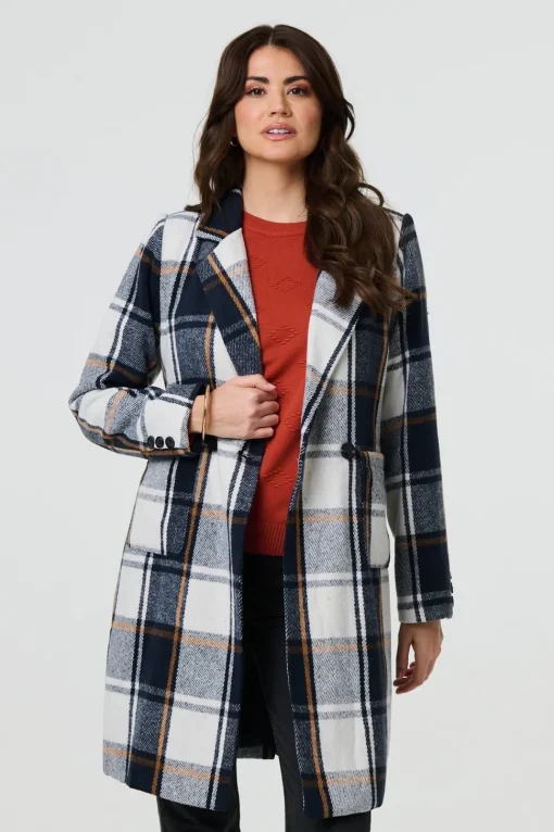 Checked Double Breasted Trench Coat