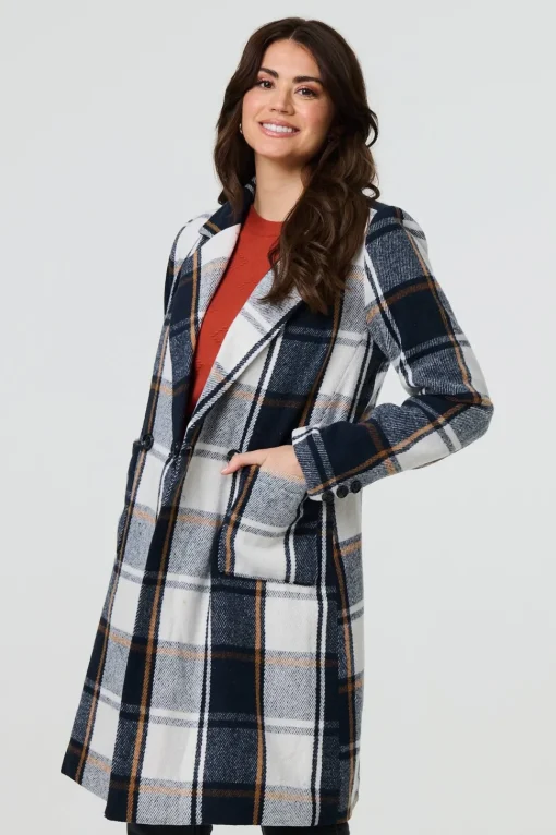 Checked Double Breasted Trench Coat