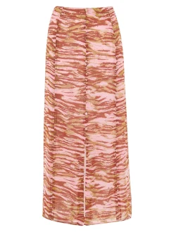 Clouded Tiger Button Skirt-Animal Print