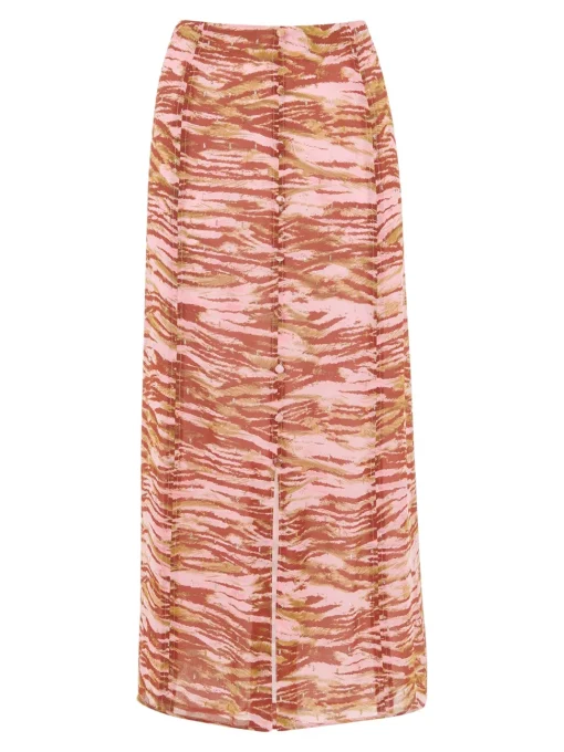 Clouded Tiger Button Skirt-Animal Print