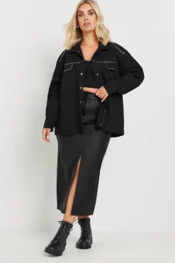 Coated Split Hem Midaxi Skirt