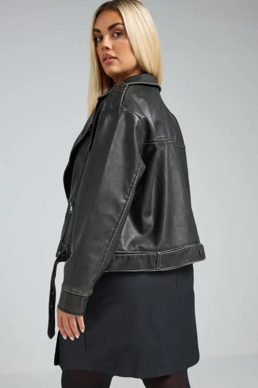 Coated Split Hem Mini Skirt