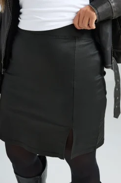 Coated Split Hem Mini Skirt
