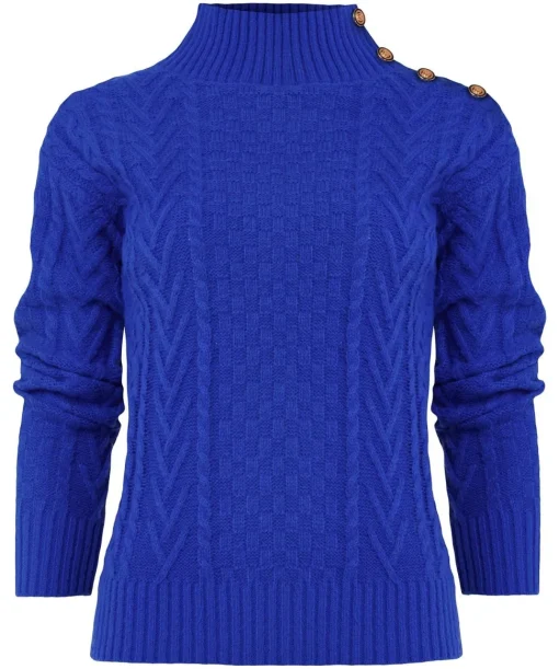 Cobalt Cable Knit Ribbed Cuff Jumper