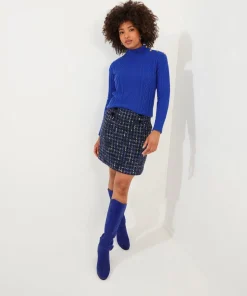 Cobalt Cable Knit Ribbed Cuff Jumper