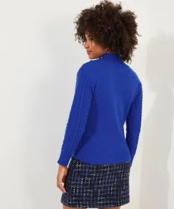 Cobalt Cable Knit Ribbed Cuff Jumper