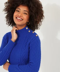 Cobalt Cable Knit Ribbed Cuff Jumper