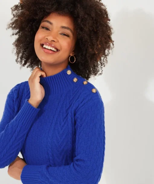 Cobalt Cable Knit Ribbed Cuff Jumper