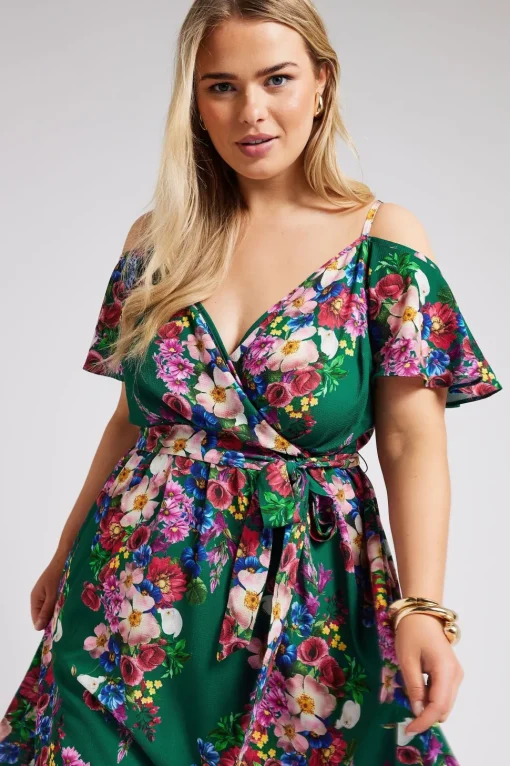 Cold Shoulder Wrap Dress
