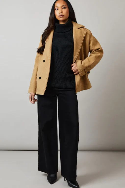 Collar Detail Double Breasted Jacket