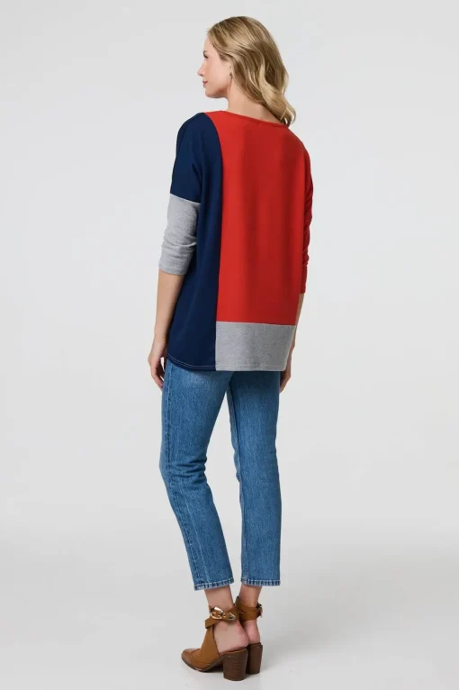 Colour Block Long Sleeve Relaxed Top