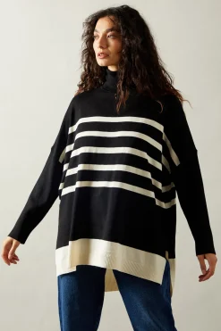 Colour Block Striped Poncho