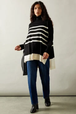 Colour Block Striped Poncho