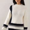 Colourblock Stripe Detail High Neck Jumper