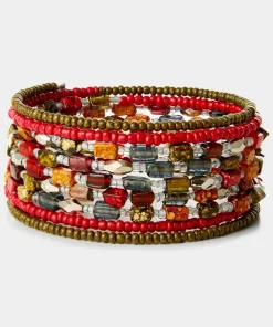Colourful Beaded Layered Cuff Bracelet