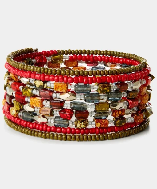 Colourful Beaded Layered Cuff Bracelet