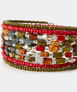 Colourful Beaded Layered Cuff Bracelet