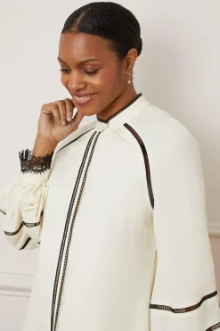 Contrast Ladder Trim Blouse