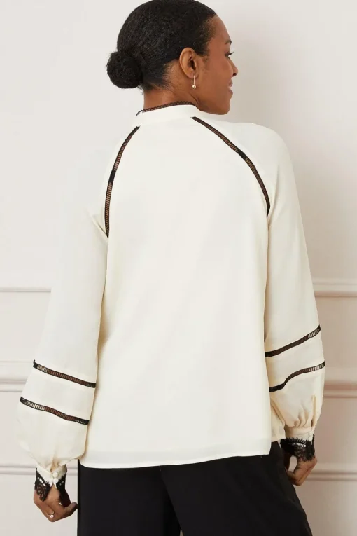 Contrast Ladder Trim Blouse