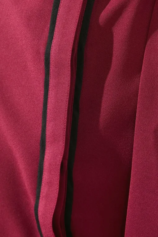 Contrast Piping Tie Waist Shirt Dress