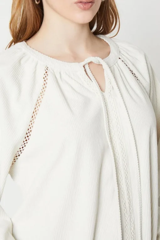Cord Lace Trim Detail Top