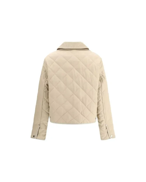 Cotton Jacket with Corduroy Collar and Archivio Check Lining