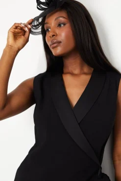 Crepe Wrap Dress With Pleat Tie Detail
