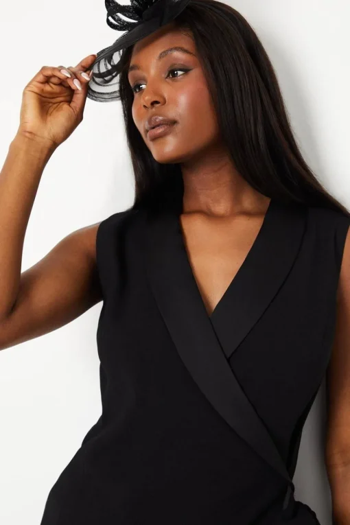 Crepe Wrap Dress With Pleat Tie Detail