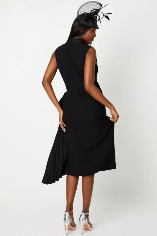 Crepe Wrap Dress With Pleat Tie Detail