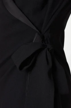 Crepe Wrap Dress With Pleat Tie Detail