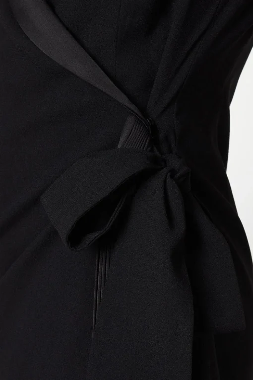 Crepe Wrap Dress With Pleat Tie Detail