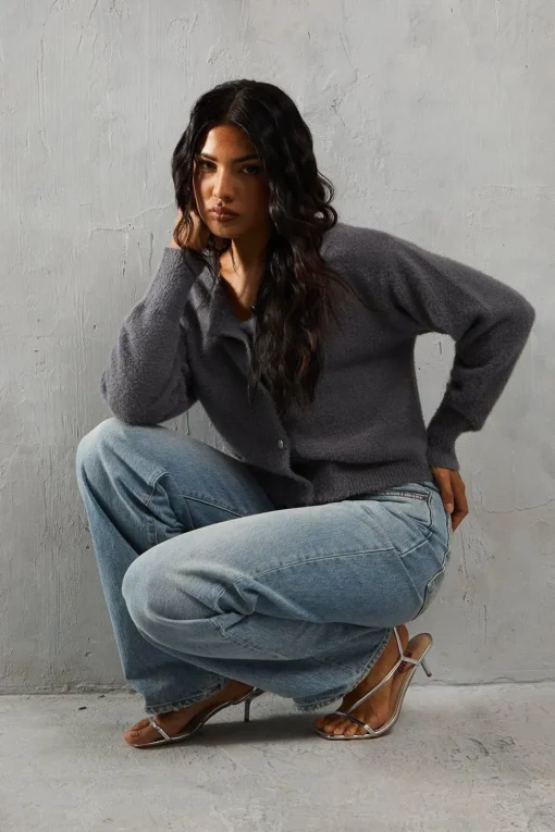 Crew Neck Long Sleeve Cardigan