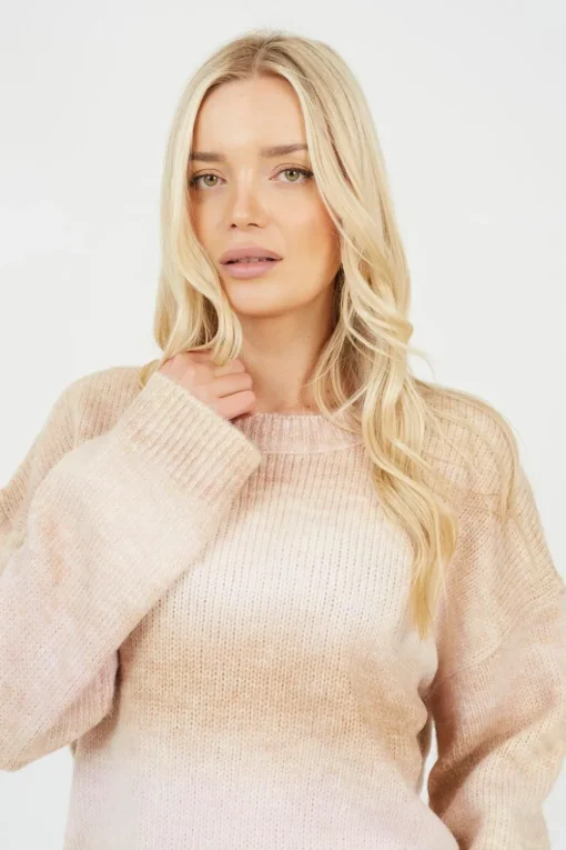 Crew Neck Space Dye Knitted Jumper