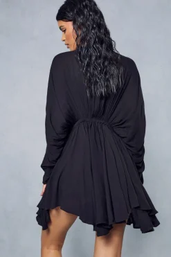 Crinkle Sheer Plunge Front Volume Playsuit