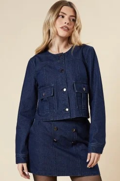 Cropped Collarless Jacket