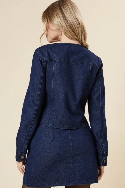Cropped Collarless Jacket