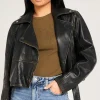 Cropped Washed Leather Biker