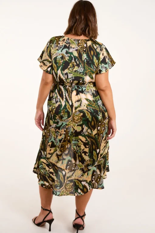 Curve Angel Sleeve Wrap Midi Dress
