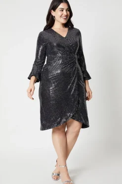 Curve Glitter Jersey Wrap Dress