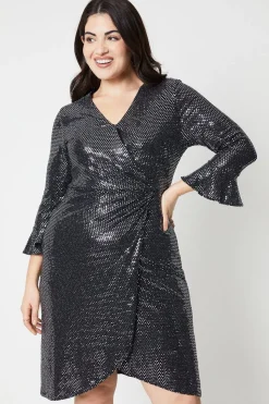 Curve Glitter Jersey Wrap Dress