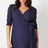 Curve Navy Wrap Mini Dress