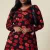 Curve Ruched Front Long Sleeve Dress