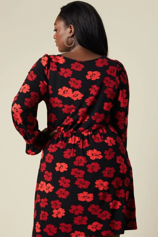 Curve Ruched Front Long Sleeve Dress